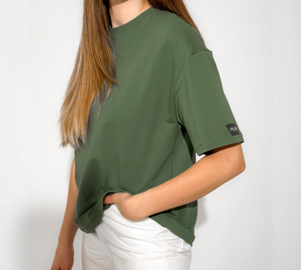 Oversize palaidinė moterims “Samanų žalia”