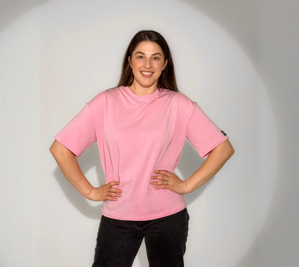 Oversize palaidinė moterims “Baby pink”