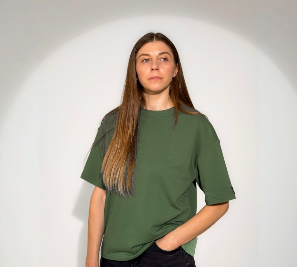 Oversize palaidinė moterims “Samanų žalia”