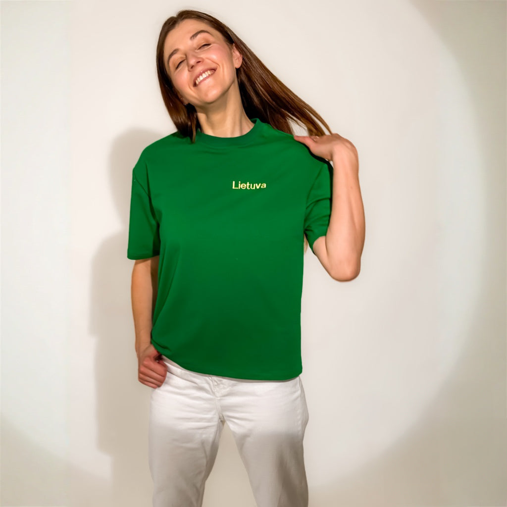 Kilpinio trikotažo unisex palaidinė "Lietuva”