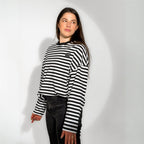 Dryžuotas moteriškas oversize džemperis