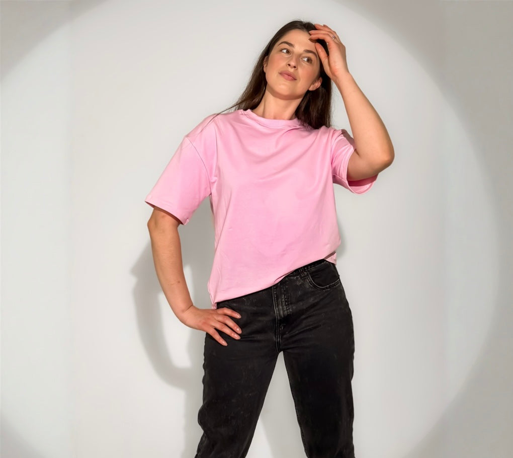 Oversize palaidinė moterims “Baby pink”