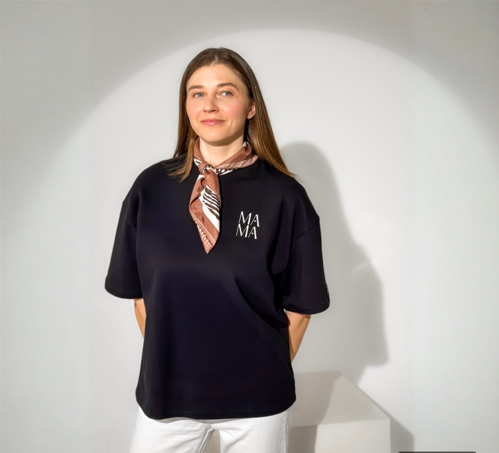 Kilpinio trikotažo oversize palaidinė “Mama”