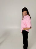 Moteriška prailginta maikutė iš trisiūlio “Baby pink”